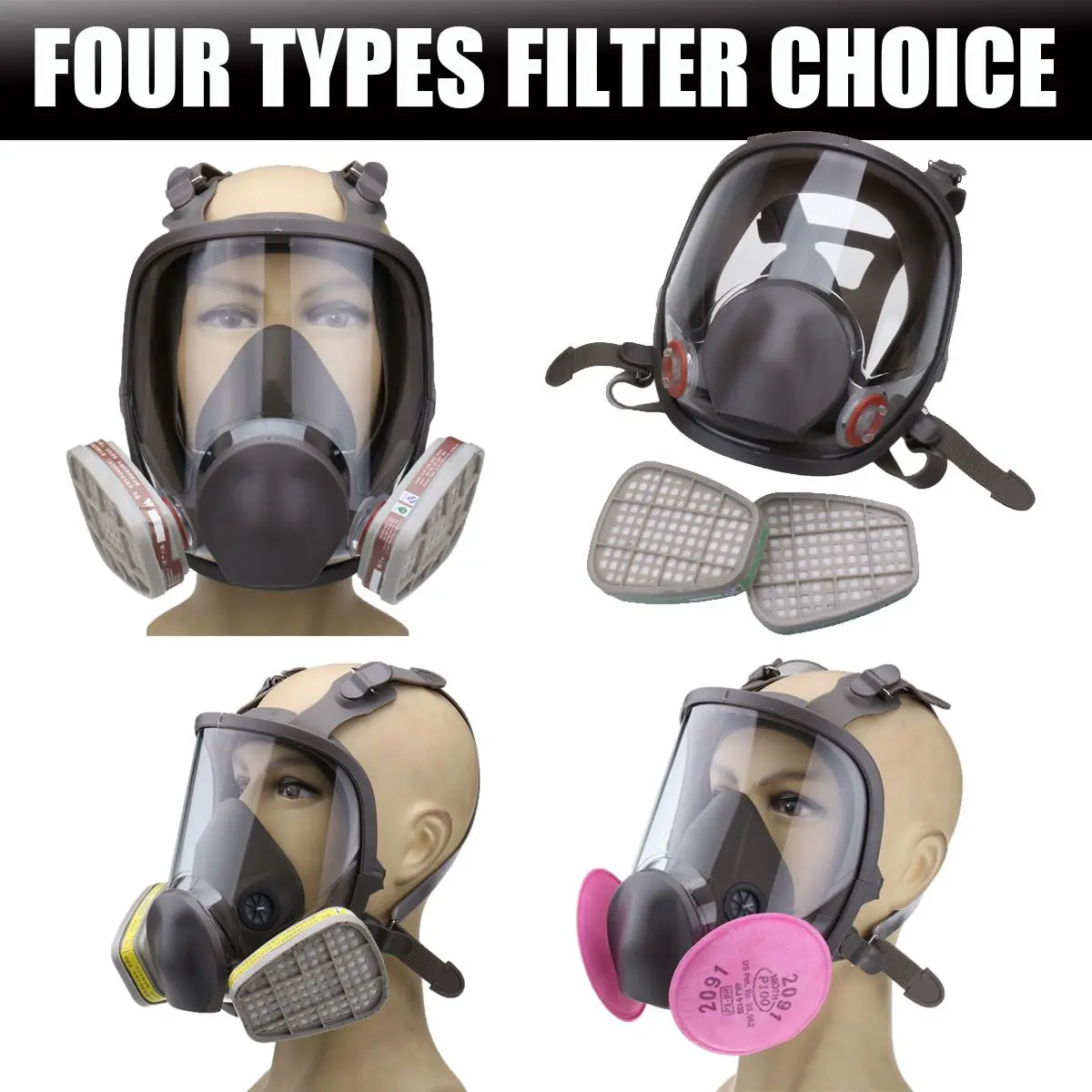

SAFURANCE Full Face Painting Spraying Respirator Gas Mask 2X Particulate Cotton Filter Workplace Protective Safety Supplies