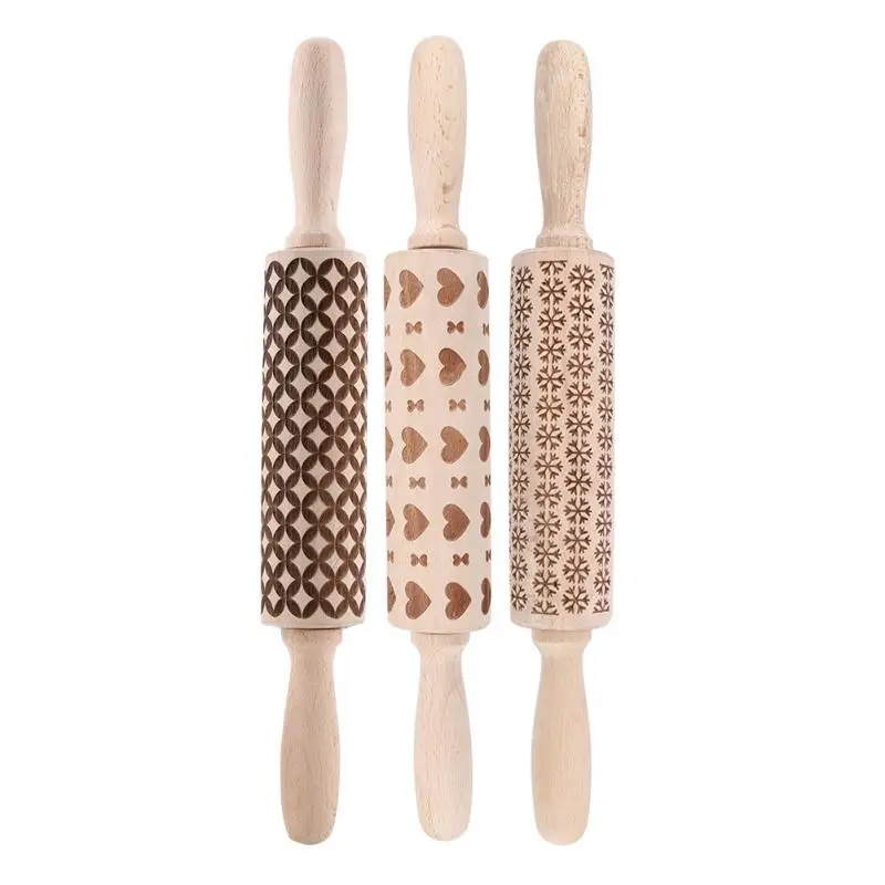 

Christmas Embossing Rolling Pin fondant Engraved Carved Wood Embossed Kitchen Tool Baking Cookies Cake Roller With Pattern 2019