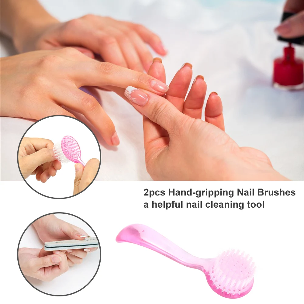 

2pcs Hand-gripping Nail Brushes Fingernail Scrubbing Toe Nails Cleaning Brushes Nails Cleaner Manicure Pedicure Brushes Nail Art