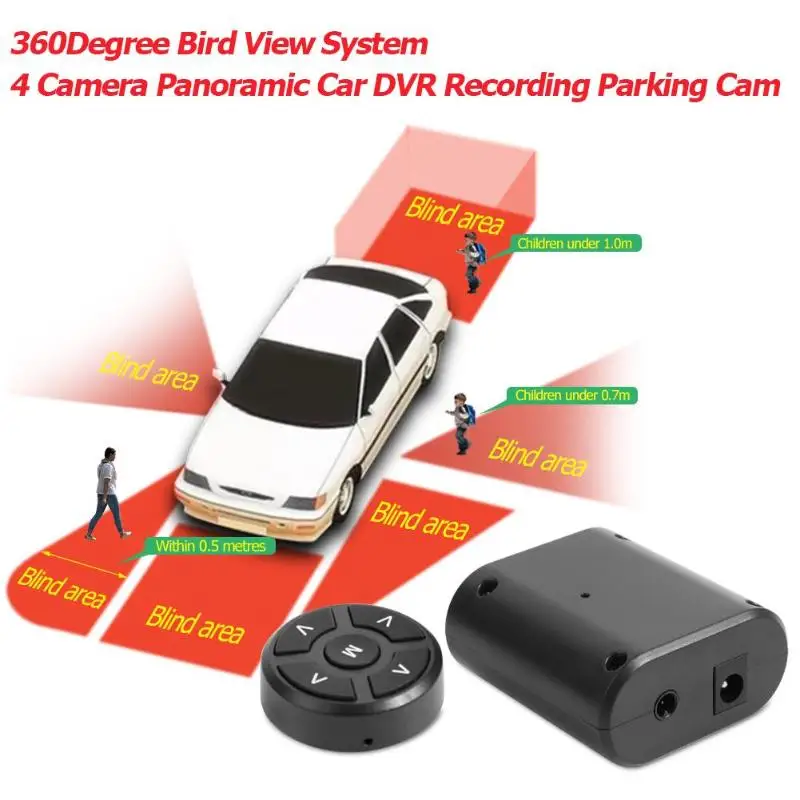 360 градусов птица вид Системы 4 Камера панорамный Видеорегистраторы для автомобилей Запись парковки Передний+ задний бампер+ левый+ правый вид IP камера с 5 дюймов монитор