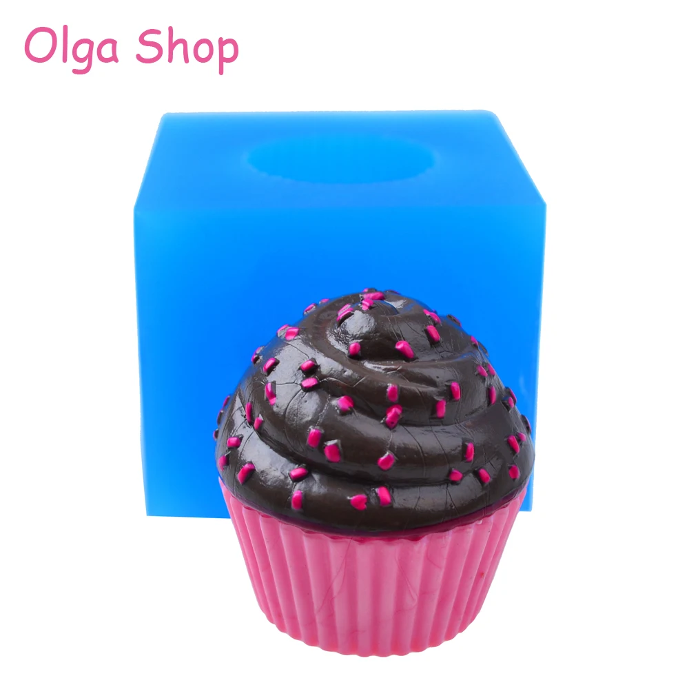 

GYL551 34mm 3D Cupcake Silicone Mold - Cake Decorating Tools Resin Polymer Clay Jewelry Candle Soap Chocolate Candy Fondant