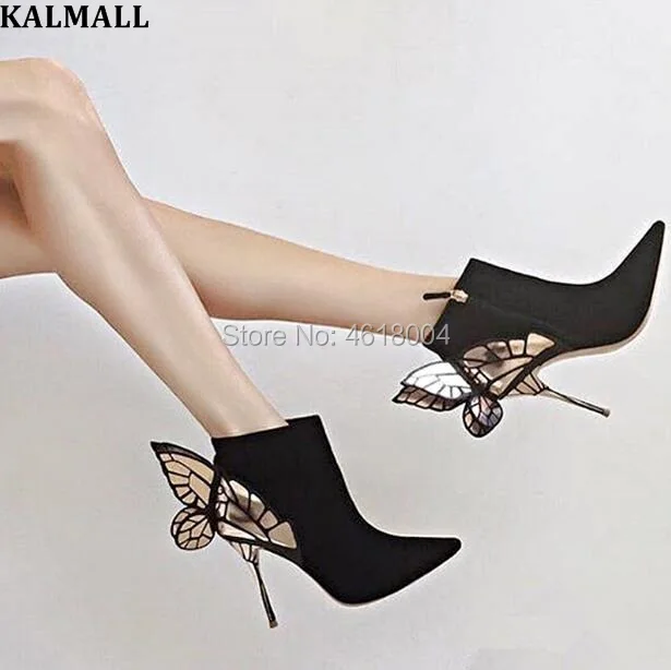 Haute Femmes Pictures as Pointu Kalmall Hiver Cheville Pictures Bottes Bout Robe Zip Papillon Celebrity Talons Ailes Automne Party As Chaussures EwxHYfq