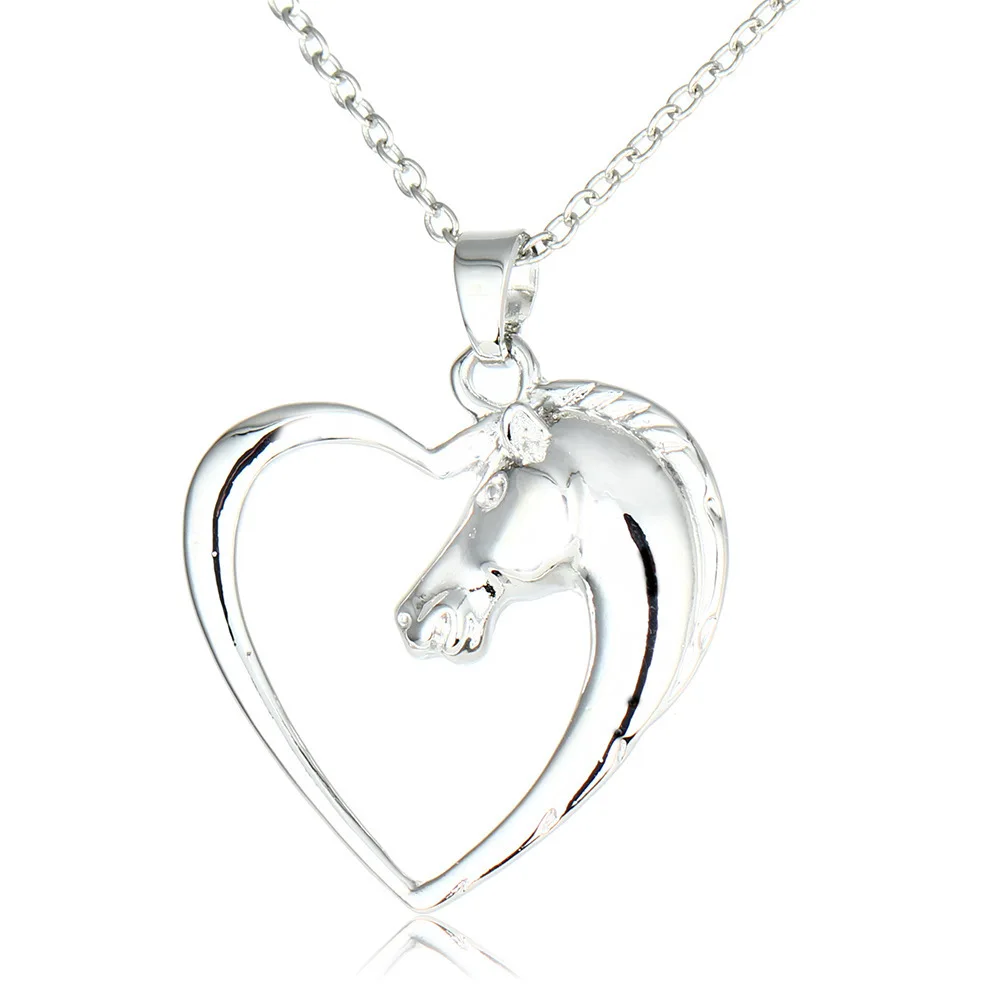 

New Pattern Alloy Heart-shaped Pegasus Necklace White Collar Beauty Competitive Products Pendeloque Cut HER551 shoul jewelry
