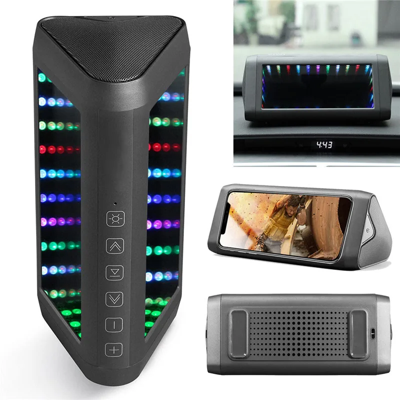 

Unique Magic Mirror Speaker Virtual 3D LED Light Portable Stereo bluetooth Speaker Through a Light Effect for Outdoor Party