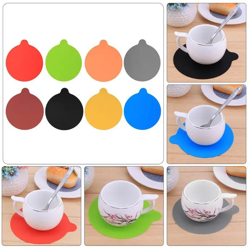 

12cm Circle Coasters Silicone Gel Pad Slip-resistant Table Mat Insulation Pad Placemat Dining Table Mat for Drinks Dinner Table