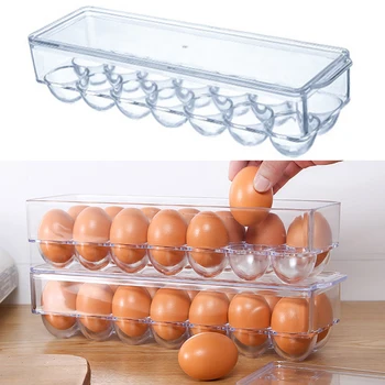 

Clear 30/14 Grids Egg Box Basket Organizer Plastic Egg Food Container Storage Box Home Kitchen Transparent Storage Case