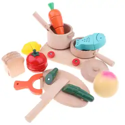 14 шт Магнитные деревянные миниатюры Еда игрушечный миксер играть ролевая игра развивающие игрушки подарки для Для детей малыша