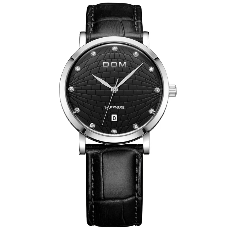 

DOM Men's Leather Watch Waterproof Retro Ultra-thin Watch Quartz Calendar Multi-function Watch,M-259L-1M