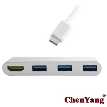 

10pcs/lot HDMI HDTV 4K 30HZ & 3 Ports USB HUB OTG to USB 3.1 Type C Adapter for Laptop & Macbook