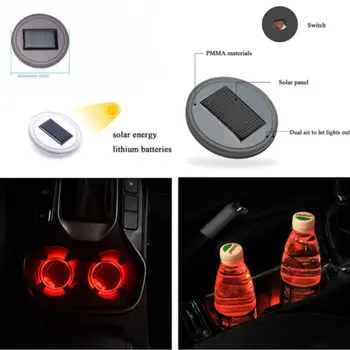 

1Pcs Solar Car Cup Mat Pad LED Car Cup Holder Pad Mat Auto Atmosphere Lights Colorful Red ray