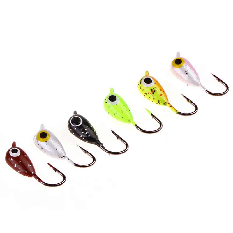 6Pcs/Lot Winter Ice Fishing Lure 1.8cm 1.5g Mini Metal Lead Head Hook
