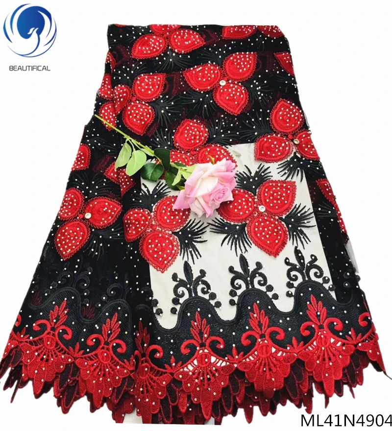

BEAUTIFICAL french stones african tulle lace fabric cord net lace fabric 2019 new tulle mesh fabric ML41N49