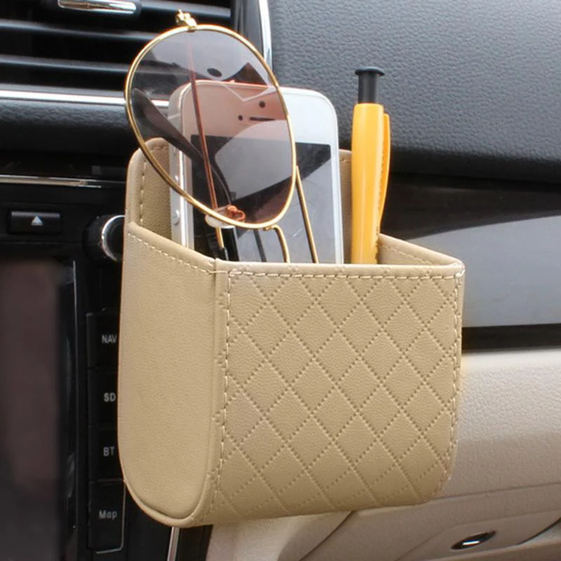 

Car Outlet Vent Seat Back Tidy Storage Box PU Leather Coin Bag Case Pocket Organizer Hanging Holder Pouch car Accessories
