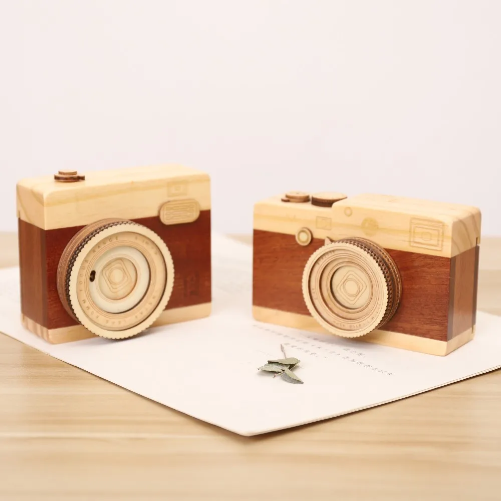 Zakka Творческий Камера музыкальная шкатулка DIY деревянная дрожание рук музыка