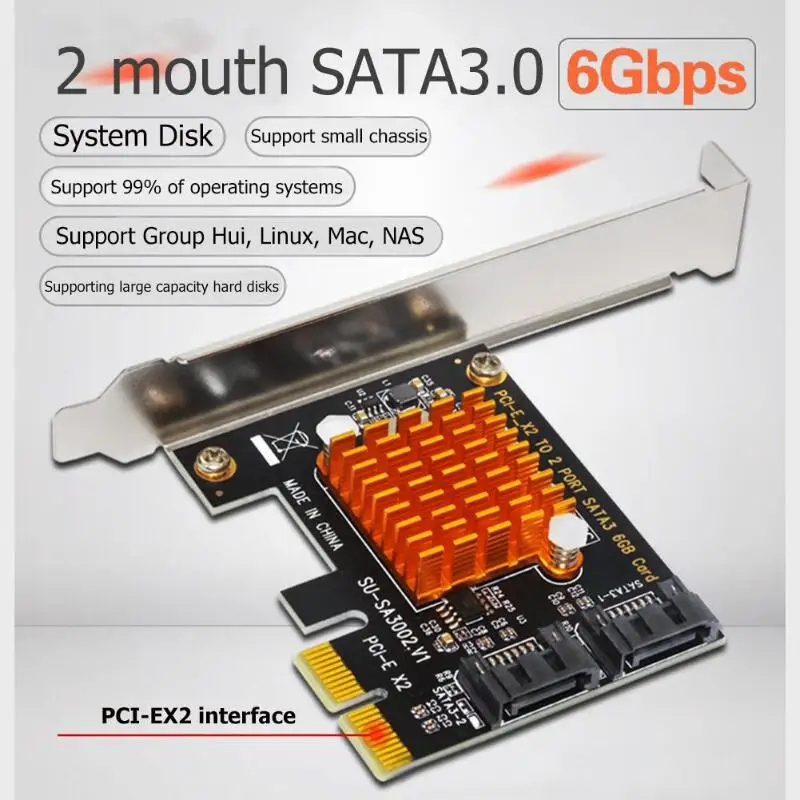 ALLOYSEED PCI-E a SATA 3,0 tarjeta de expansión de escritorio añadir TARJETA DE 2 puertos SATA III PCI Express adaptador ALLOYSEED PCI-E a SATA 3,0 tarjeta de expansión de escritorio añadir TARJETA DE 2 puertos SATA III PCI Express adaptador