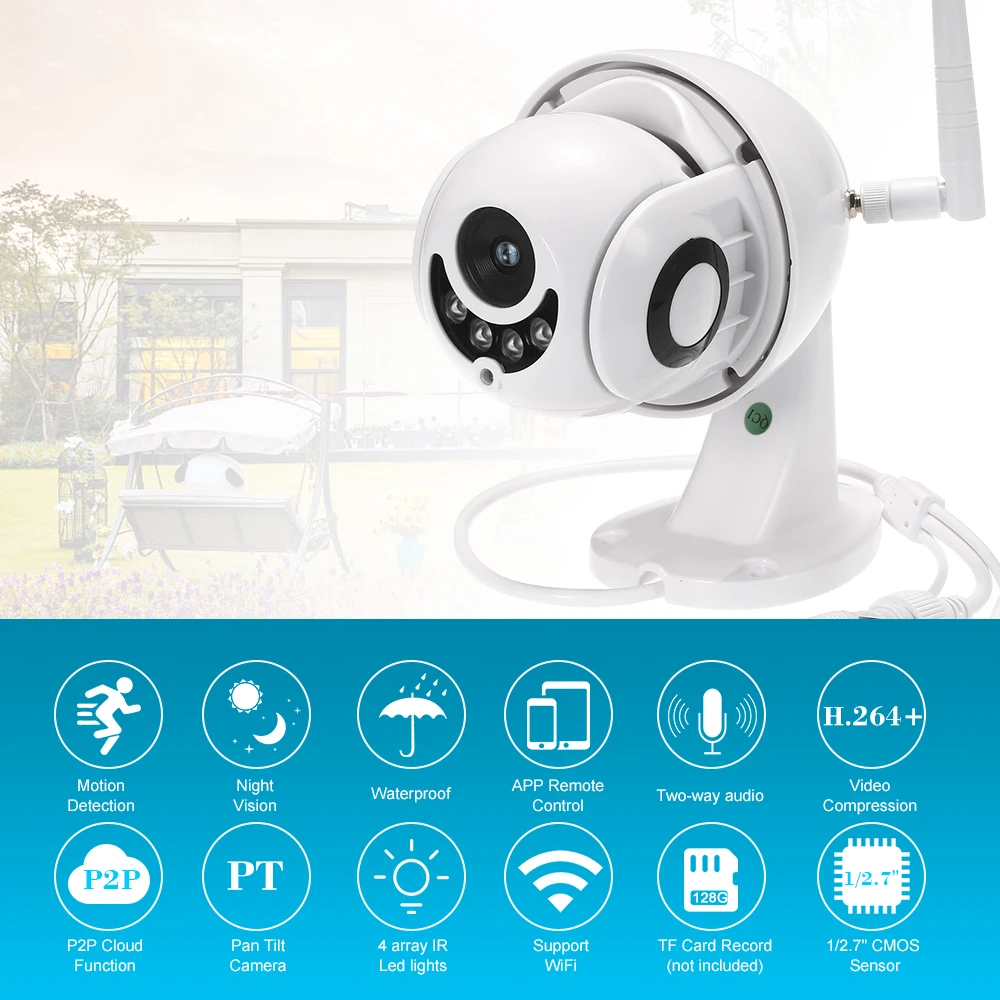 

1080P 2.5'' Outdoor Wireless WiFi Camera IP Camera Pan Tilt Motion Detection IP65 Weatherproof for Home Surveillance Security