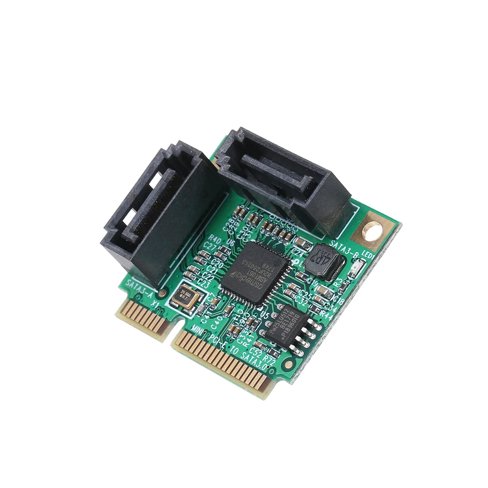 Плата расширения PCI E к SATA3 чип ASM1061 2 порта карта SATA3.0 mini PCIE SSD HDD SATA адаптер для