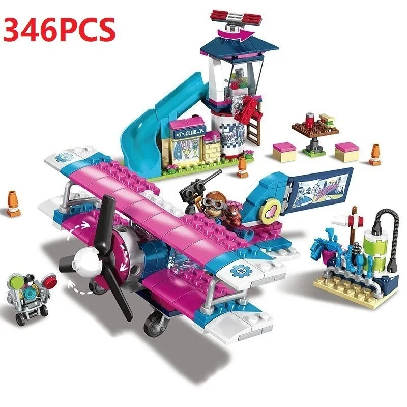 

346pcs Girls Friend Building Blocks Heart Lake City Aircraft Travel Bricks Compatible Legoings Friends For Girls WJ085