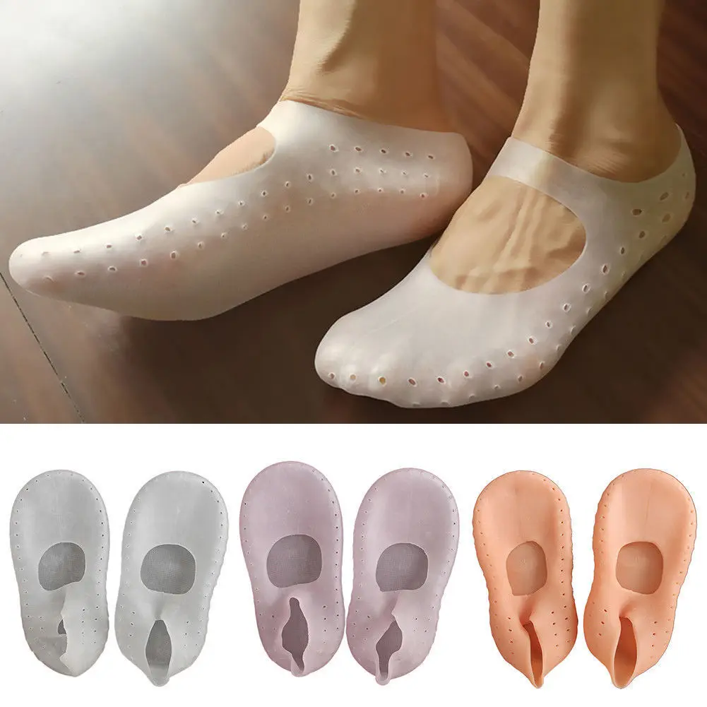 1 пара силиконовых увлажняющих гелевых пяток, защита и уход за кожей, мягкие розовые и белые носки