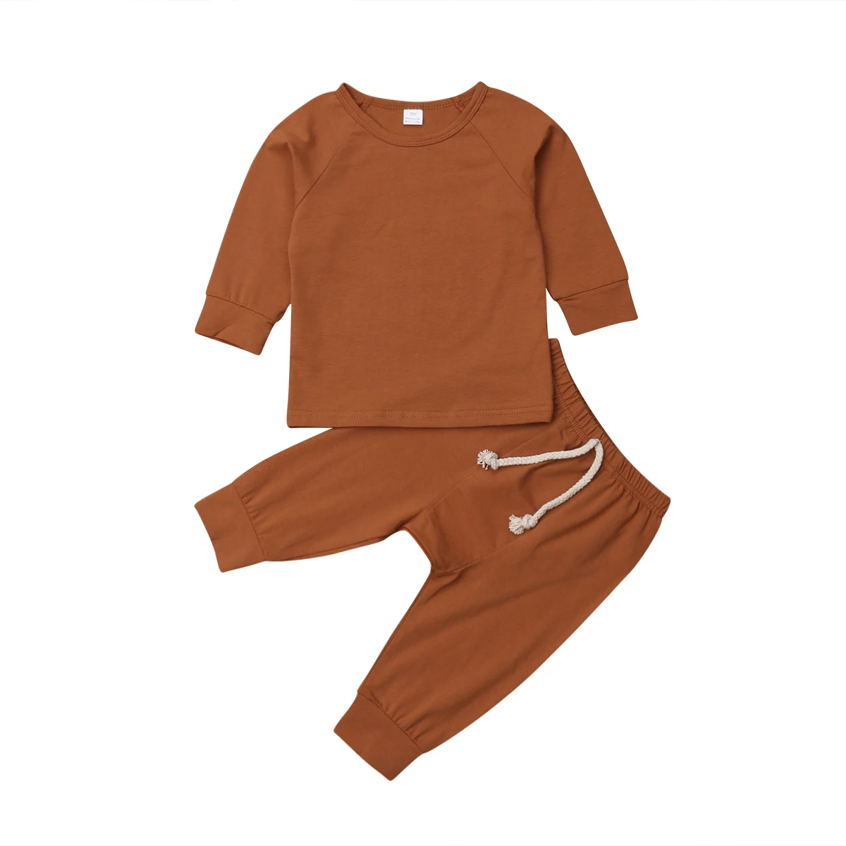 Хлопковые однотонные комплекты одежды для новорожденных детей 0-24 месяцев, одежда для сна для мальчиков и девочек, пижамный комплект, топы и штаны