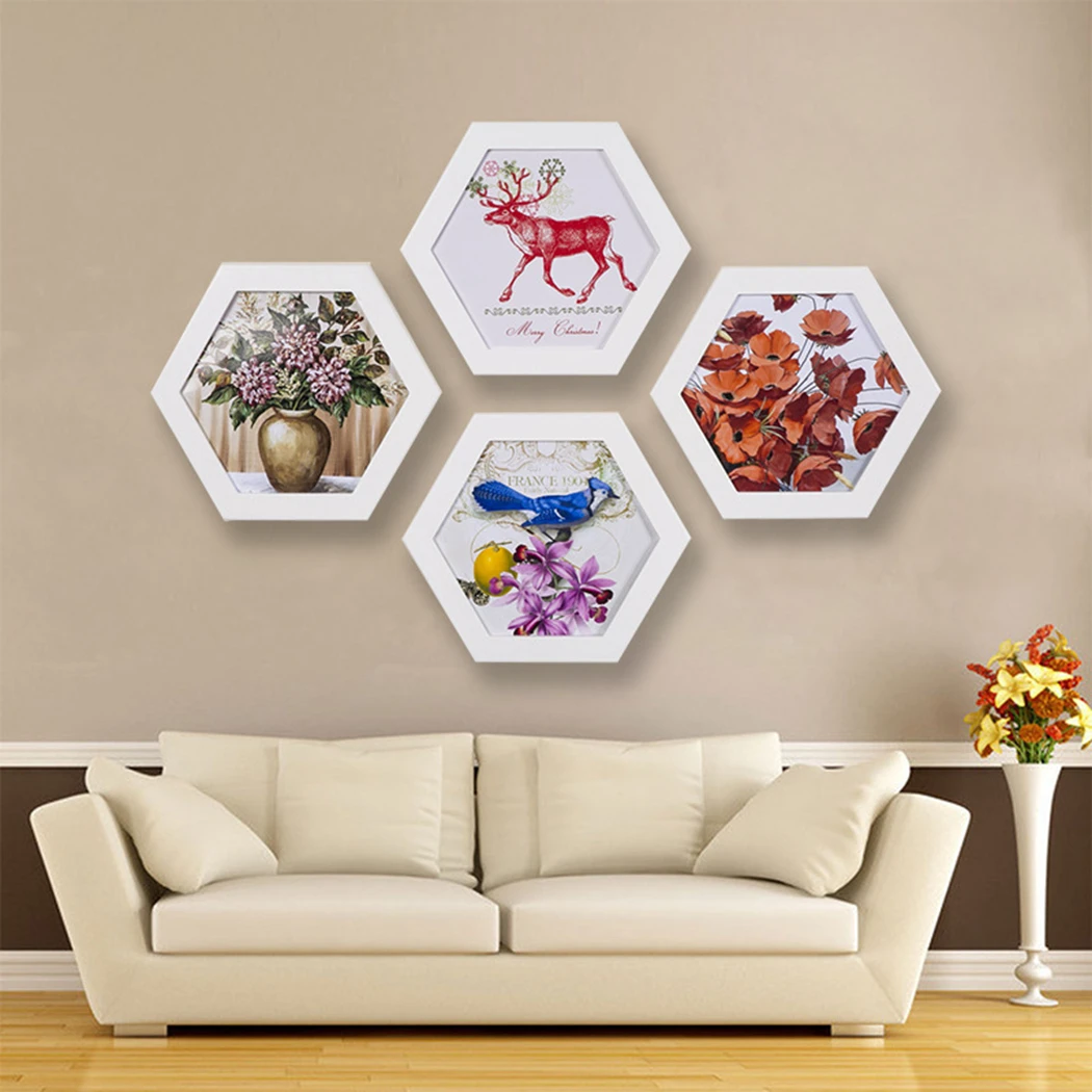 

Collage Frame Fashion Hexagon Wood Photo Frame Hanging Photo Frame for Home