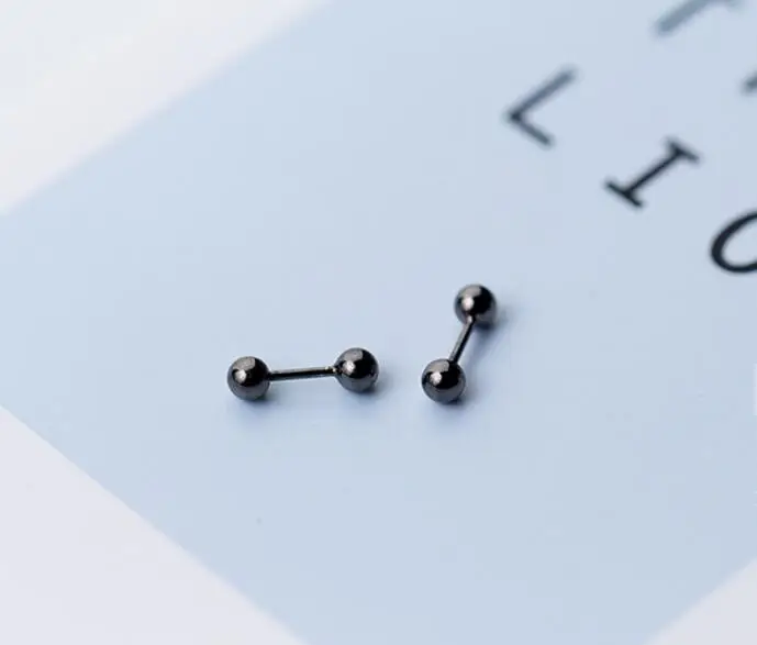 

925 Solid Sterling Silver Fashion Jewelry Balls Screw Back Cartilage Conch Helix Earrings Women A1600
