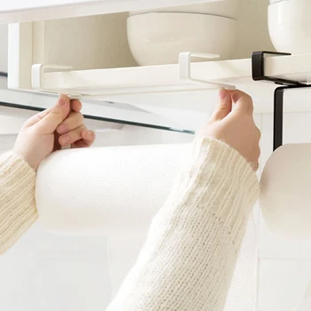 

Kitchen Organizer Bathroom Paper Towel Rack Hanging Holder Cupboard Cabinet Door Back Hanger Towel Holder Plastic Storage Rack