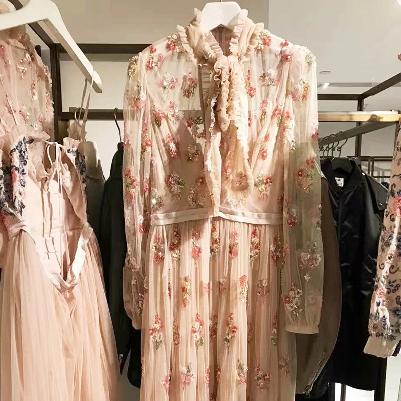 Подиумные Роскошные платья с цветочным рисунком из пайеток украшенные бисером