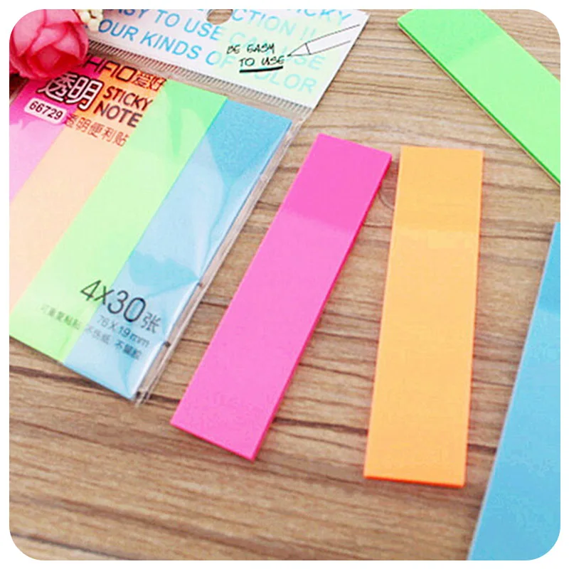 

Creative Transparent Memo Pad Kawaii 4 Colors Sticky Cute Paper Notes For Kids Gift Office School Supplies Korean Stationery