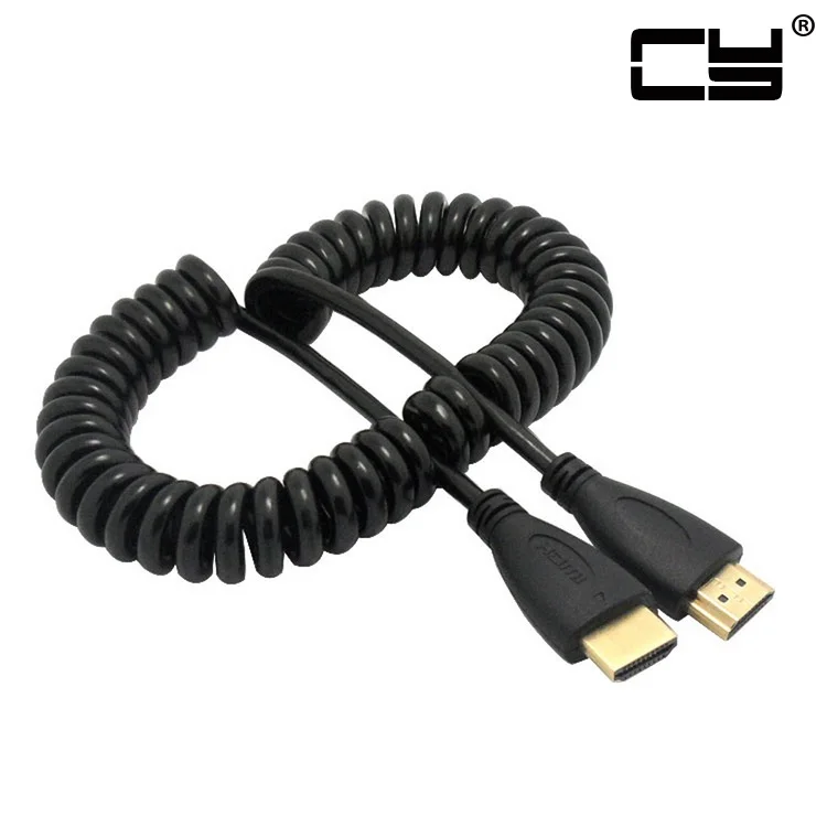 

HDMI Cable Adapter HDMI Male to HDMI Male Stretch Spring Cable Connector for HDTV DVB DVD PC HDMI 1080p 4ft 1.2m Black
