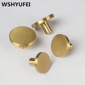 

4PCS/lot Round Brass Drawer Buttons Drawer Draws Handles Closet Door Button Grip Antique Rustic Kitchen Hardware Pull