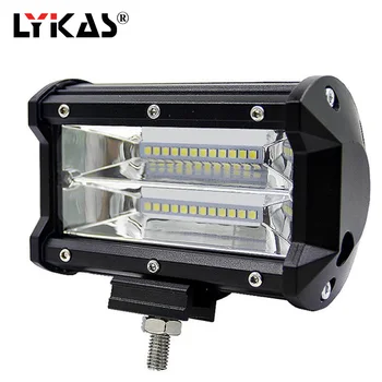 

LYKAS 5 Inch 72W Offroad Led Work Light Bar Led Fog Lights for Trucks SUV ATV 4x4 4D Flood Beam White Yellow 12v 24v