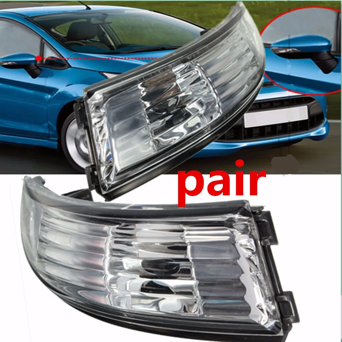 

Door Wing Mirror Indicator Light Shell Cover 1579904601 For Ford for Fiesta MK8 2008 2009 2010 2011 2012 2013 2014 Left Right