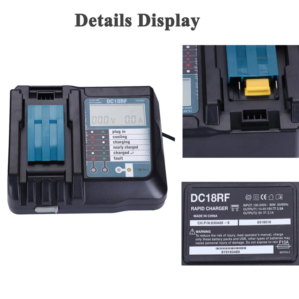 FFYY-14.4V 18V Li-Ion Battery Charger Voltage Current Lcd Digital Display For Makita Dc18Rf Bl1830 Bl1815 Bl1430 Dc14Sa Dc18Sc FFYY-14.4V 18V Li-Ion Battery Charger Voltage Current Lcd Digital Display For Makita Dc18Rf Bl1830 Bl1815 Bl1430 Dc14Sa Dc18Sc
