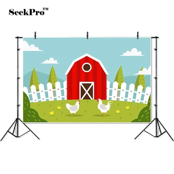 

thin vinyl farm fence Cock hen chick red house baby children photo Backgrounds Professional indoor Photographic studio Backdrop