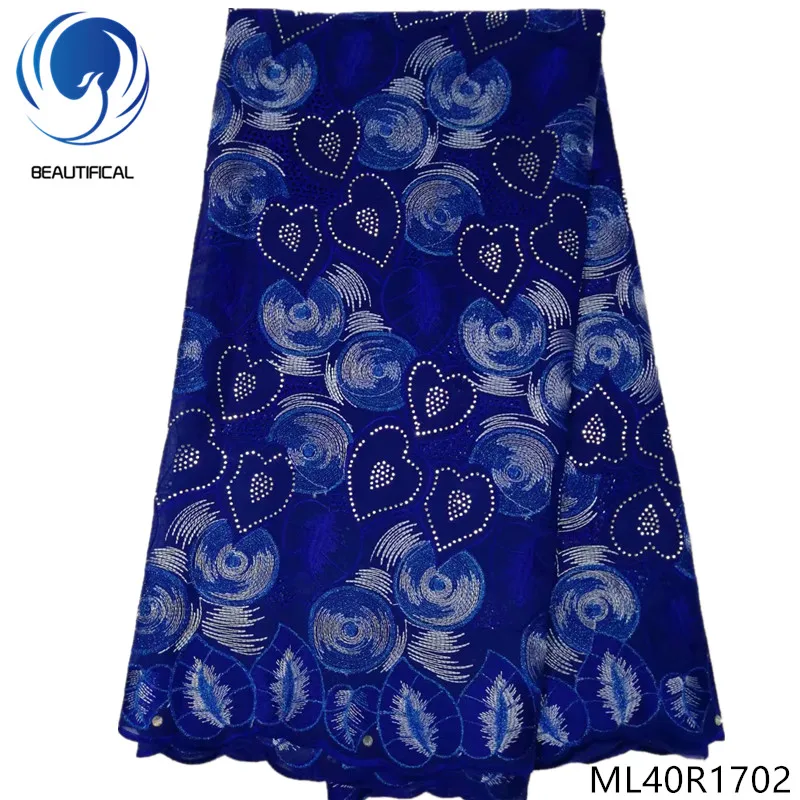 

BEAUTIFICAL blue cotton lace african swiss lace women cheap lace fabric 2019 high quality hot selling product 5yards/lot ML40R17