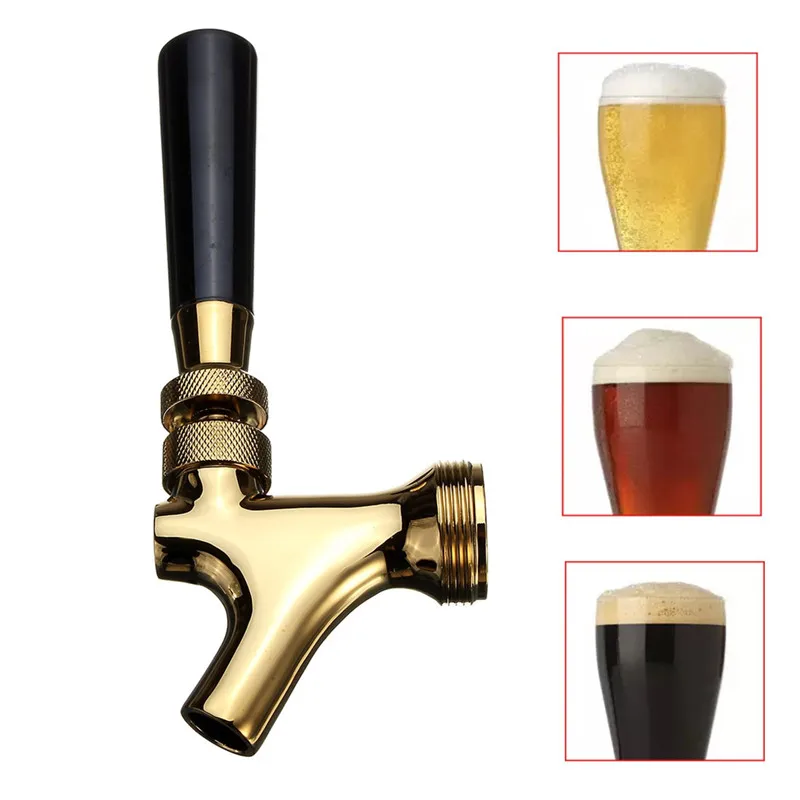 Hot Gold Draft Beer Faucet Polished Brass With Stainless Steel Lever Bar Wine Drink For Tap Bar Kitchen