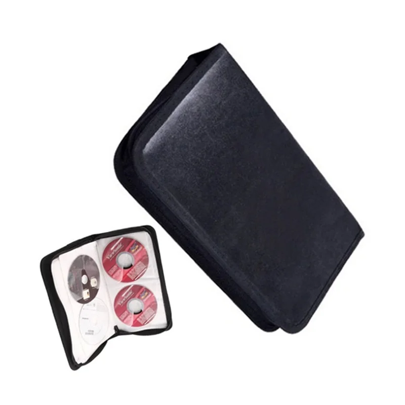 

New Black 80 Disc Leather CD Bag High-grade PU Imitation Car VCD DVD Case Storage Holder Organizer Wallet Box for Compact Disc
