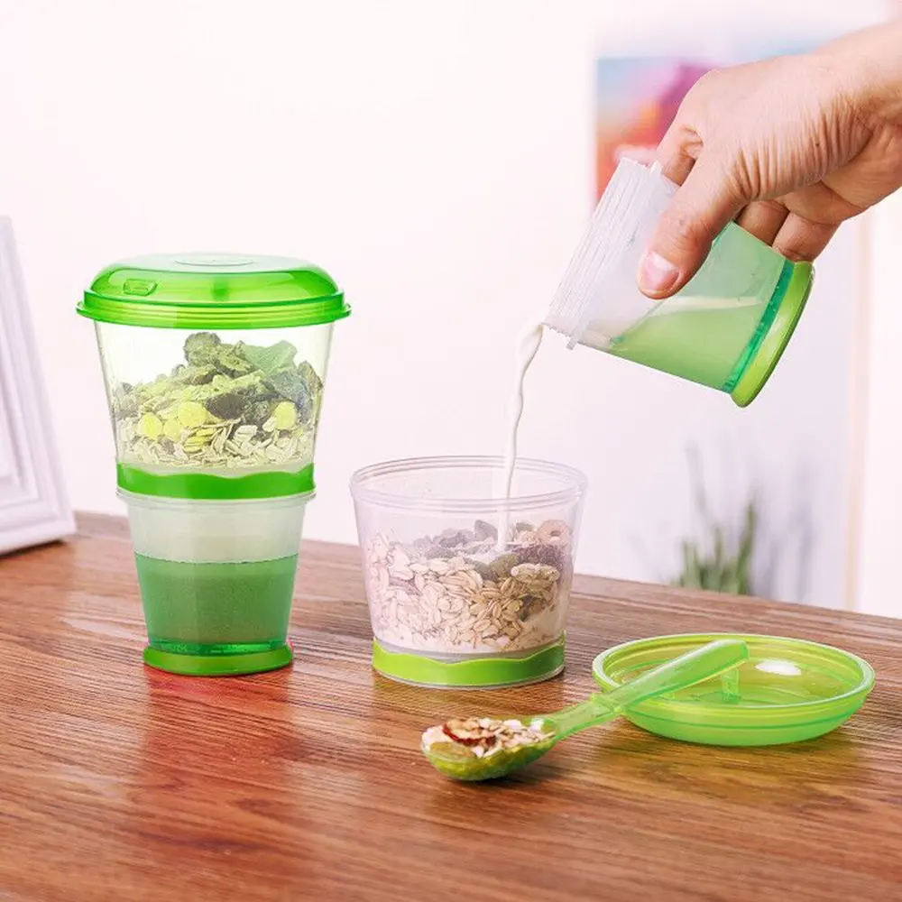 

Cereal Breakfast Oatmeal Cup Snack Innovative Cup With Lid Foldable Spoon Food Container Keep Milk Cold Kitchen