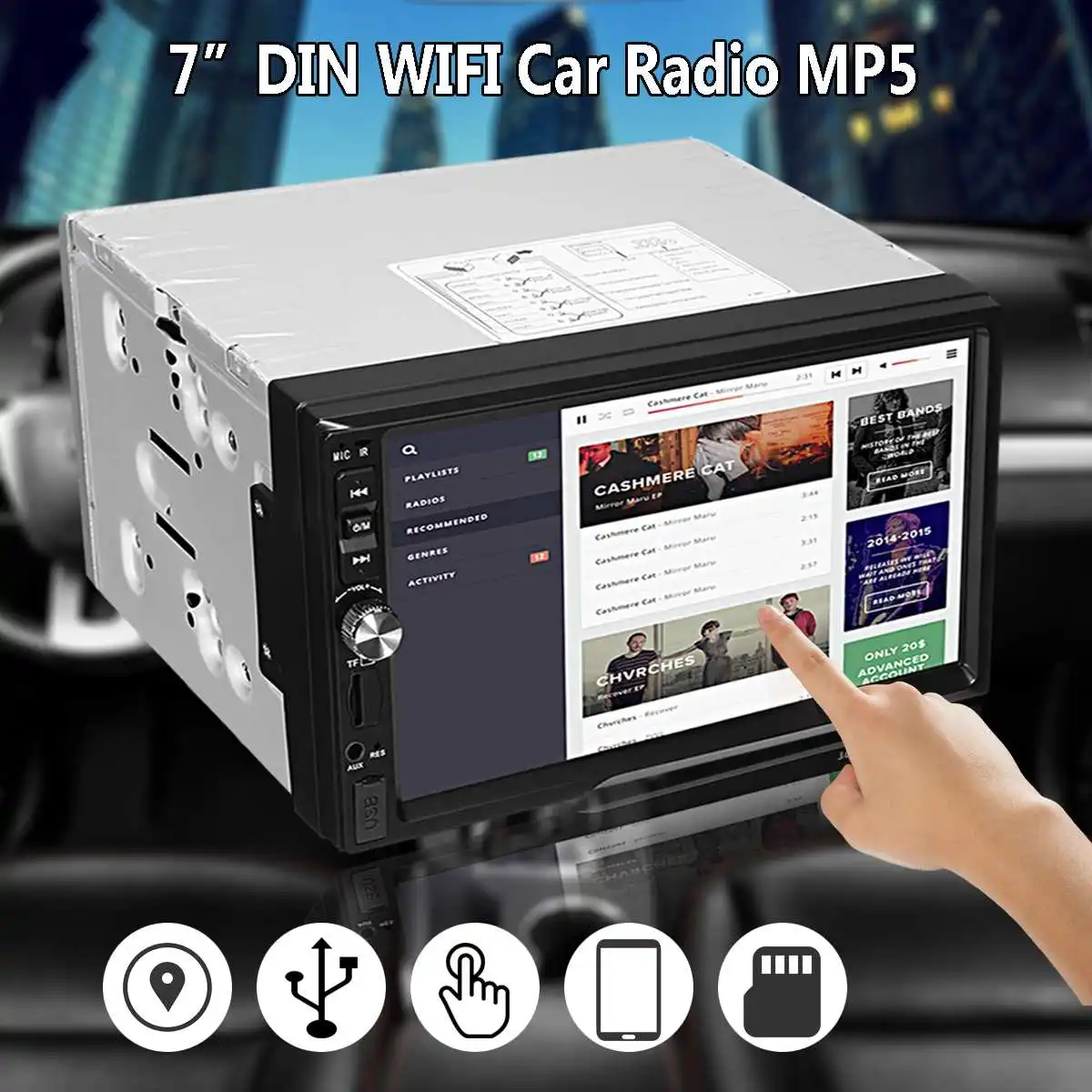 

12V 7 inch 2 Din Car Stereo Radio Player TFT HD for touch screen car radio player bluetooth hands free Car Electronics