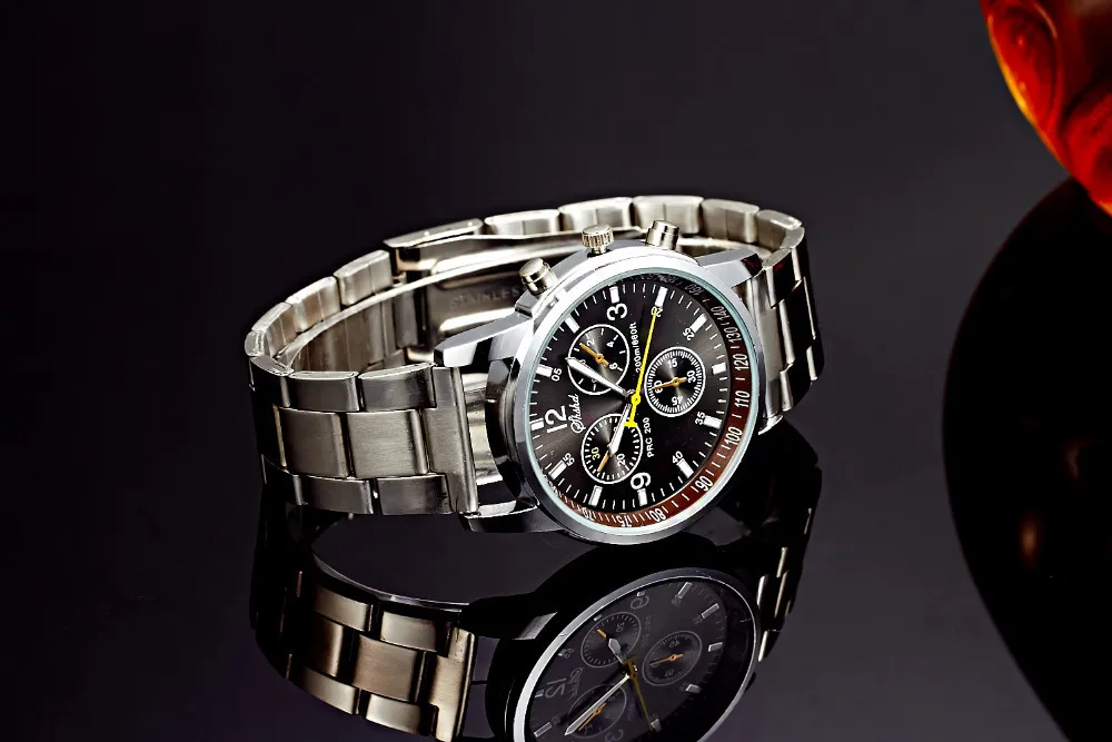 Мужские модные часы популярный бренд повседневное роскошные полный сталь кварцевые наручные часы нержавеющая сталь часы Masculino аналоговый
