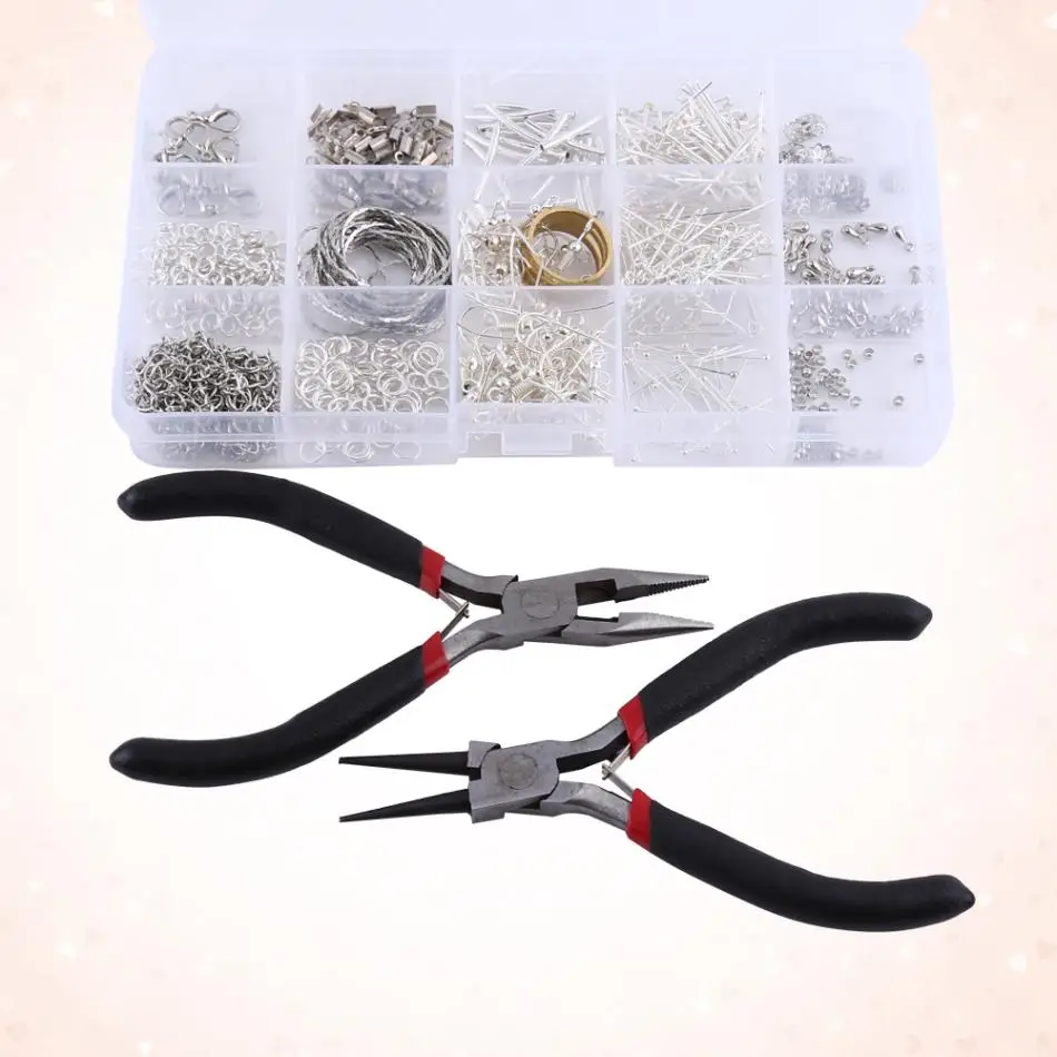 

Jewellery Pliers Silver Plated Jewellry Making Starter Kits Beads Pliers Chain Cord Tools set for DIY Making