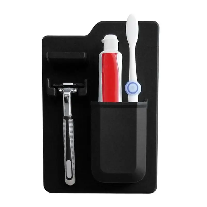 

1Pc Strong Silicone Toothbrush Holder Waterproof Toothpaste and Shaver Organizer Hanger for Bathroom Mirror shower