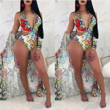 Женский сексуальный с бретельками Цельный купальник бандаж купальник пляжная одежда цветочный принт купальный костюм летний купальник Монокини