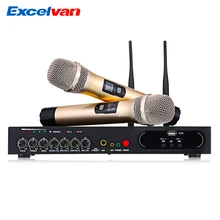 Excelvan MU-6S беспроводной ручной микрофон Двухканальный UHF Система фиксированных частот Bluetooth динамический картридж эхо эффект