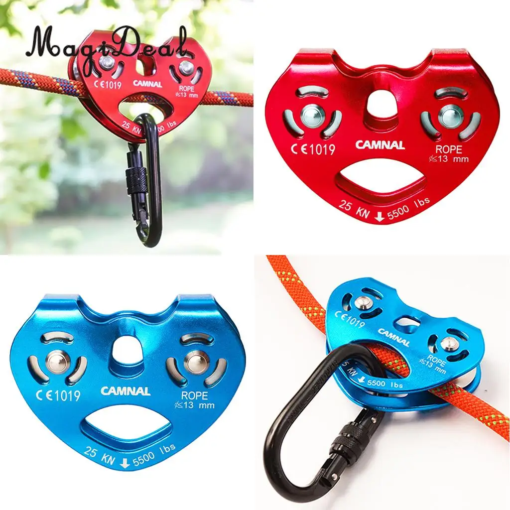 2pcs Outdoor Rescue Pulley Rappelling Climbing Heart Shape Rope Trolley Device Hardware Outdoor Sports Tool 25KN