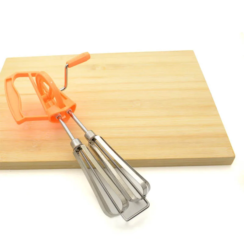 Rotary Manual Hand Cranking Stainless Steel Egg Beater Mixer Kitchen