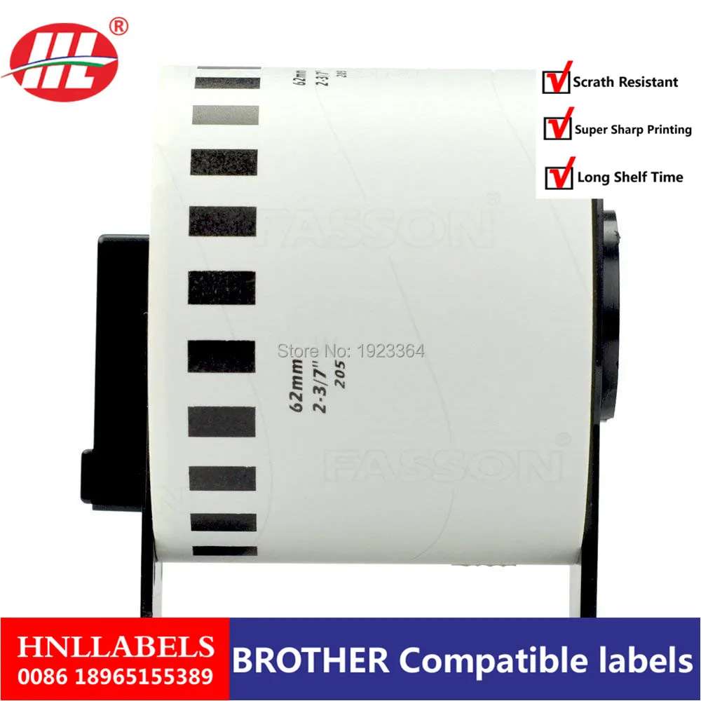 50 рулонов совместимые с Brother этикетки dk22205 dk2205 DK 22205 62x30 48 м клейкие термоэтикетки