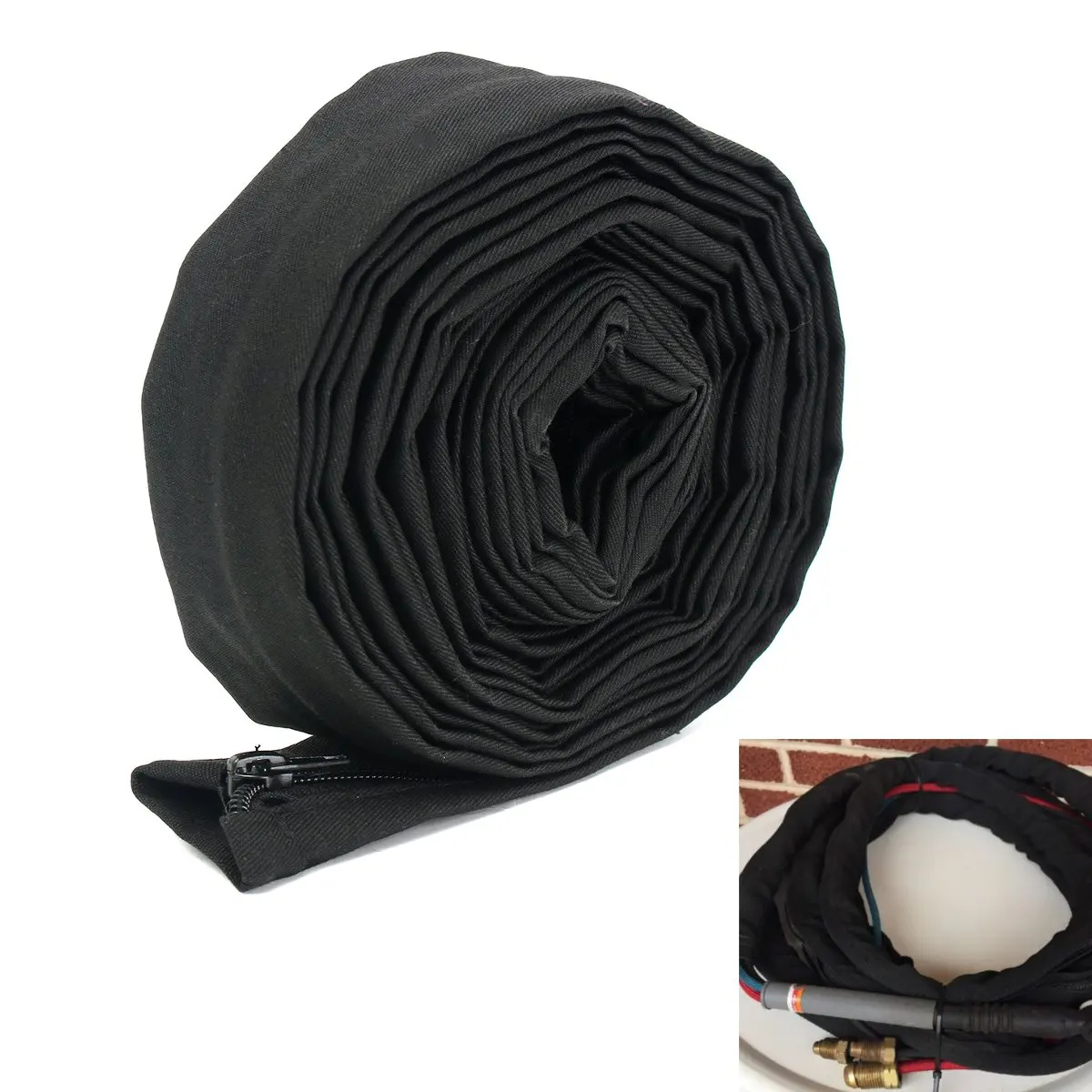 23ft Long 4inch Wide Black TIG Welding Torch Cable Cover Zipper Jacket