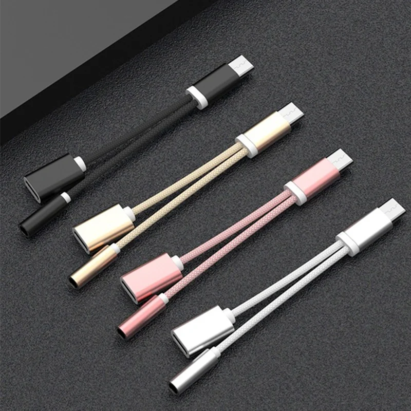 

2 In 1 Type C To 3.5mm Audio Jack Charger Adapter Earphone Extension Cable For Samsung Xiaomi Tablet Android Charging Cord